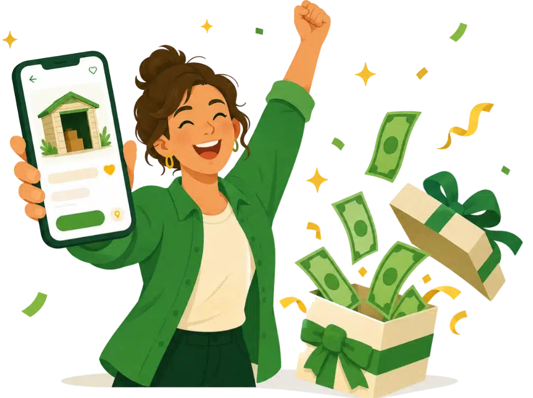 Excited OurSpace host celebrating winning a cash prize for listing their storage space