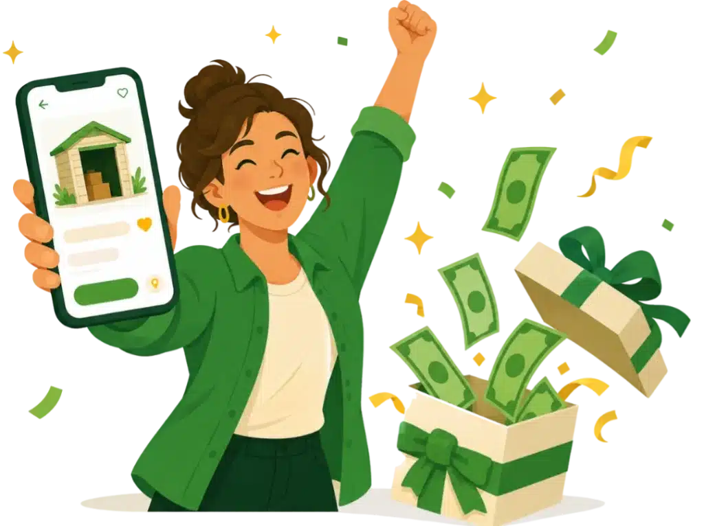 Excited OurSpace host celebrating winning a cash prize for listing their storage space